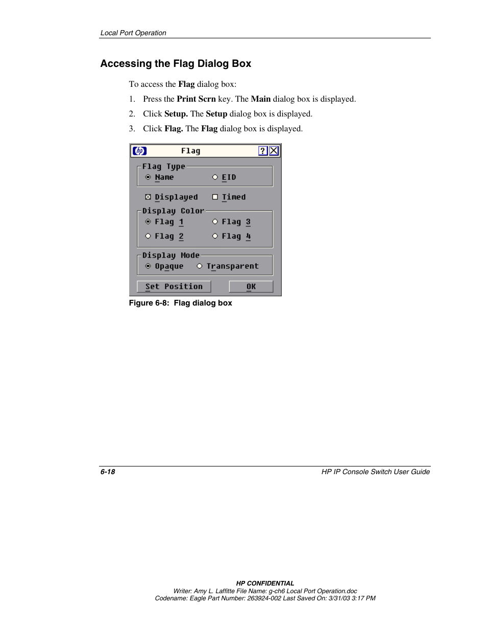 Accessing the flag dialog box, Accessing the flag dialog box -18 | HP 263924-002 User Manual | Page 69 / 135
