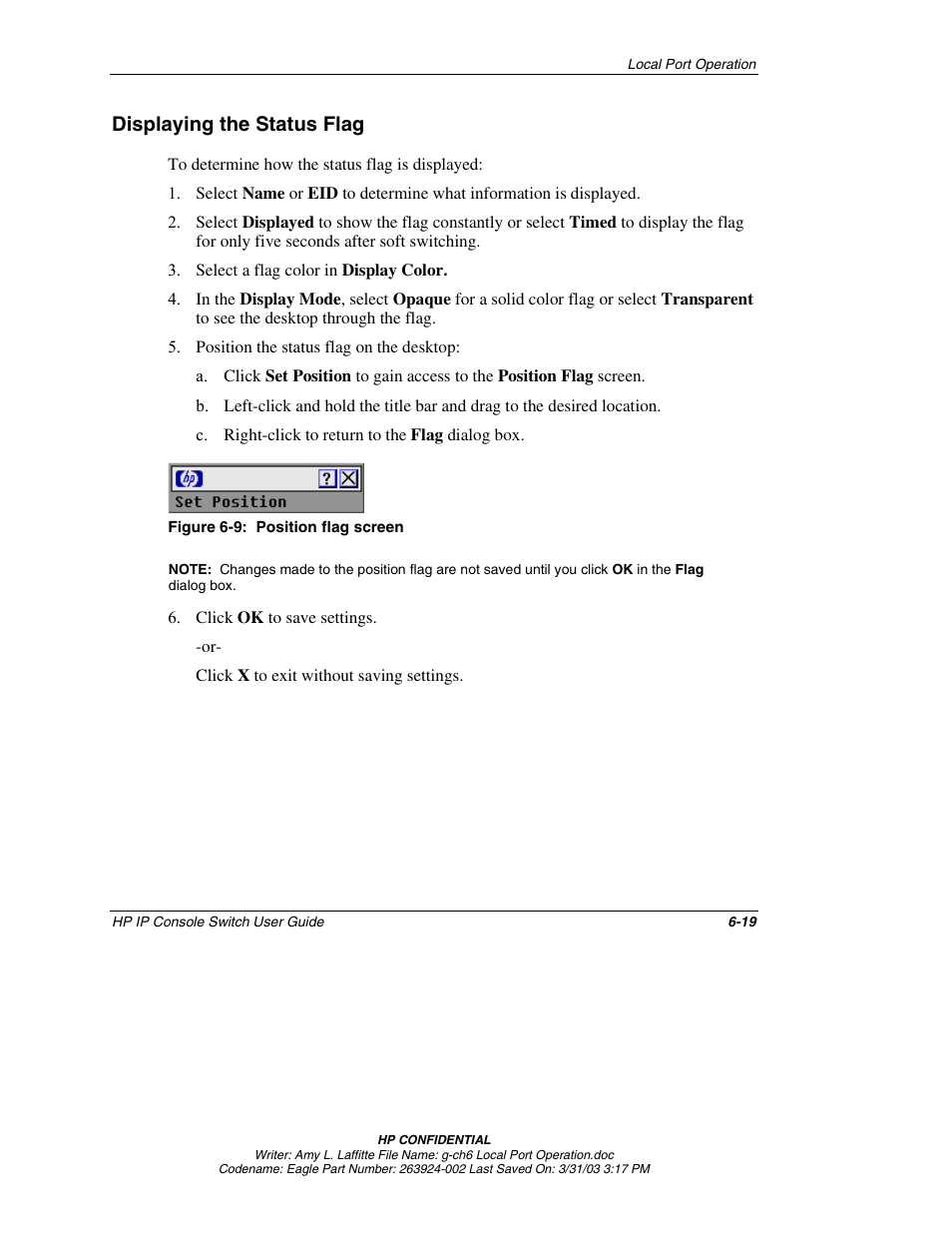 Displaying the status flag, Displaying the status flag -19 | HP 263924-002 User Manual | Page 70 / 135