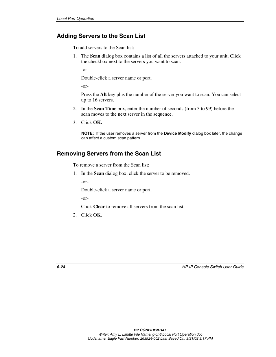 Adding servers to the scan list, Removing servers from the scan list, Adding servers to the scan list -24 | Removing servers from the scan list -24 | HP 263924-002 User Manual | Page 75 / 135