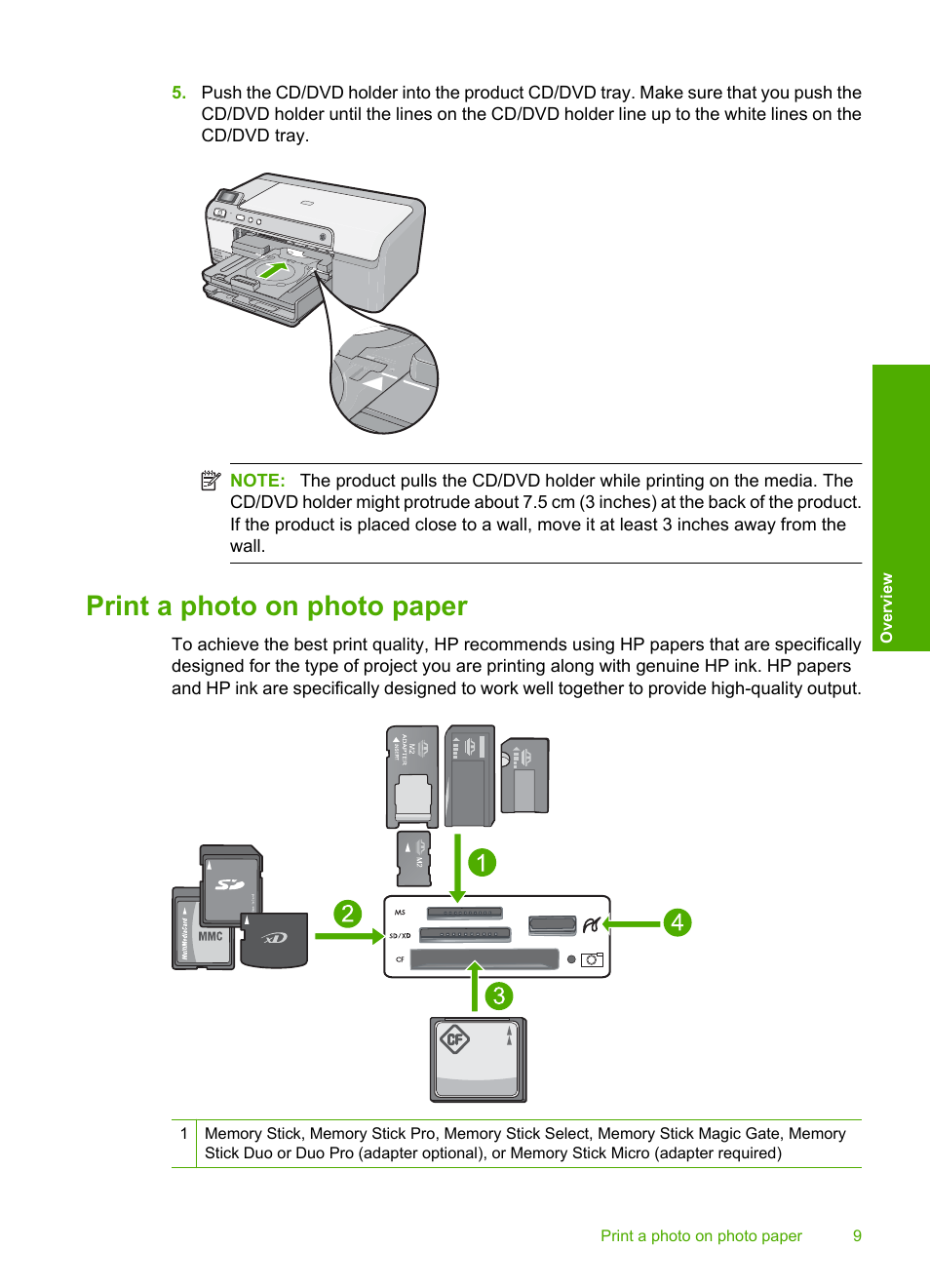 Print a photo on photo paper | HP Photosmart D5463 User Manual | Page 11 / 25