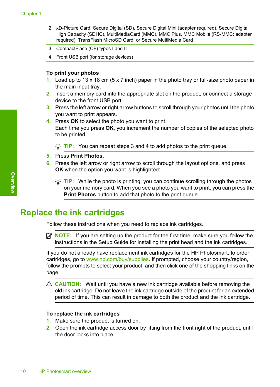 Replace the ink cartridges | HP Photosmart D5463 User Manual | Page 12 / 25