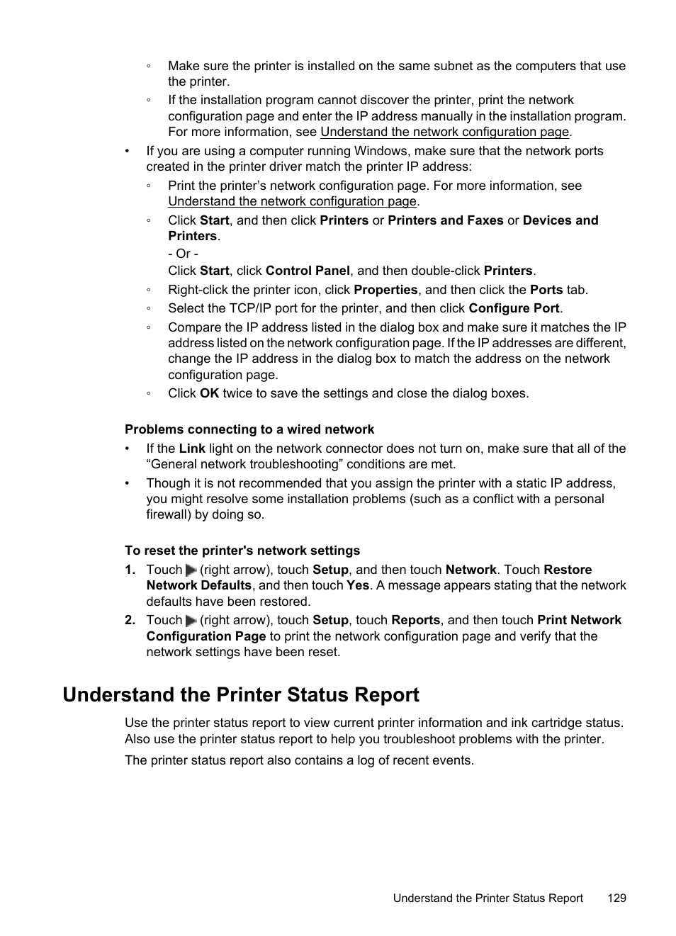 Understand the printer status report, See understand the printer status report | HP 6700 User Manual | Page 133 / 226