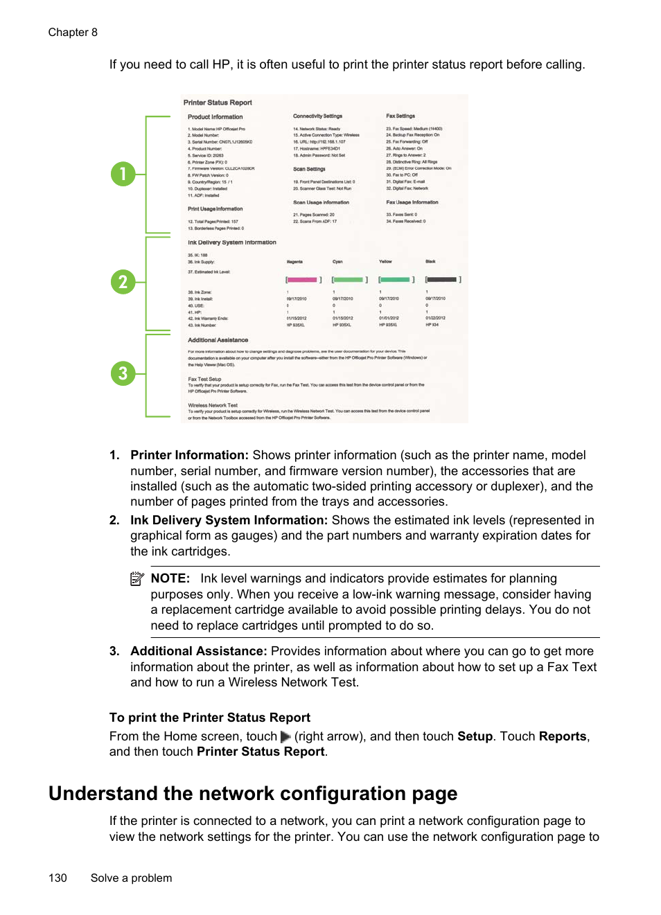 Understand the network configuration page | HP 6700 User Manual | Page 134 / 226