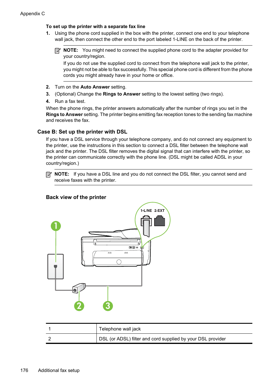 Case b: set up the printer with dsl | HP 6700 User Manual | Page 180 / 226