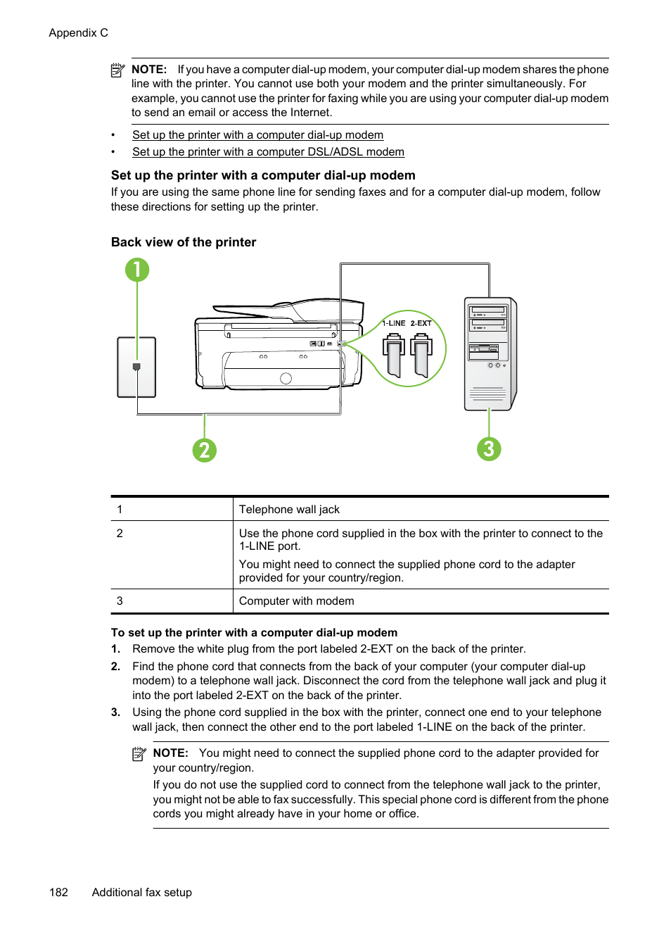 Set up the printer with a computer dial-up modem | HP 6700 User Manual | Page 186 / 226