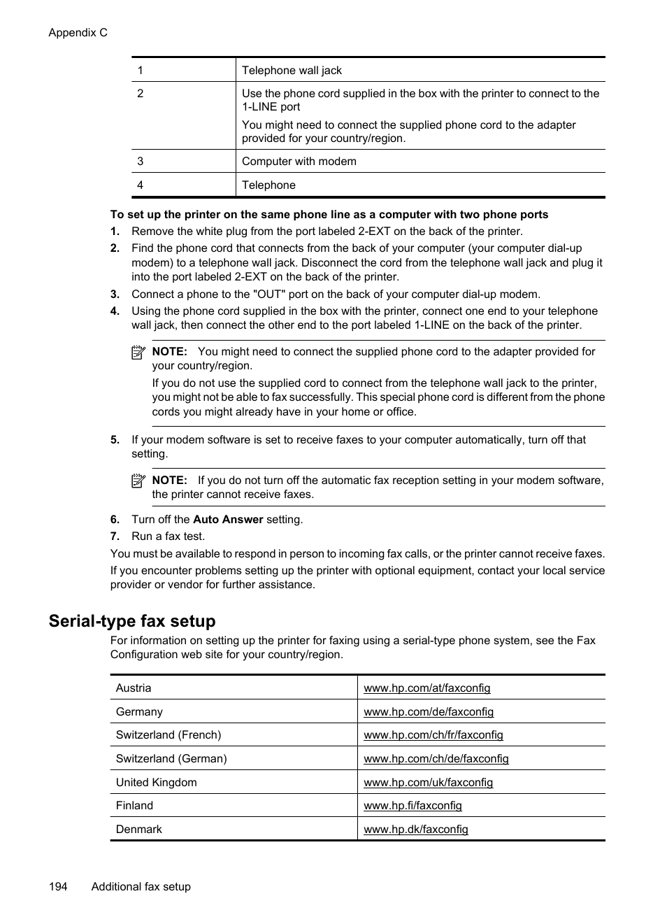 Serial-type fax setup, E system—see serial-type fax setup | HP 6700 User Manual | Page 198 / 226