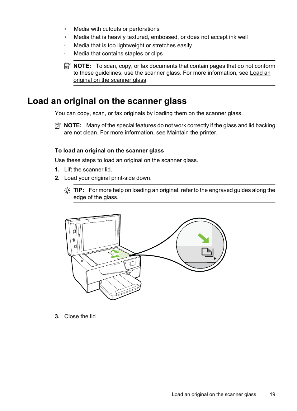 Load an original on the scanner glass | HP 6700 User Manual | Page 23 / 226