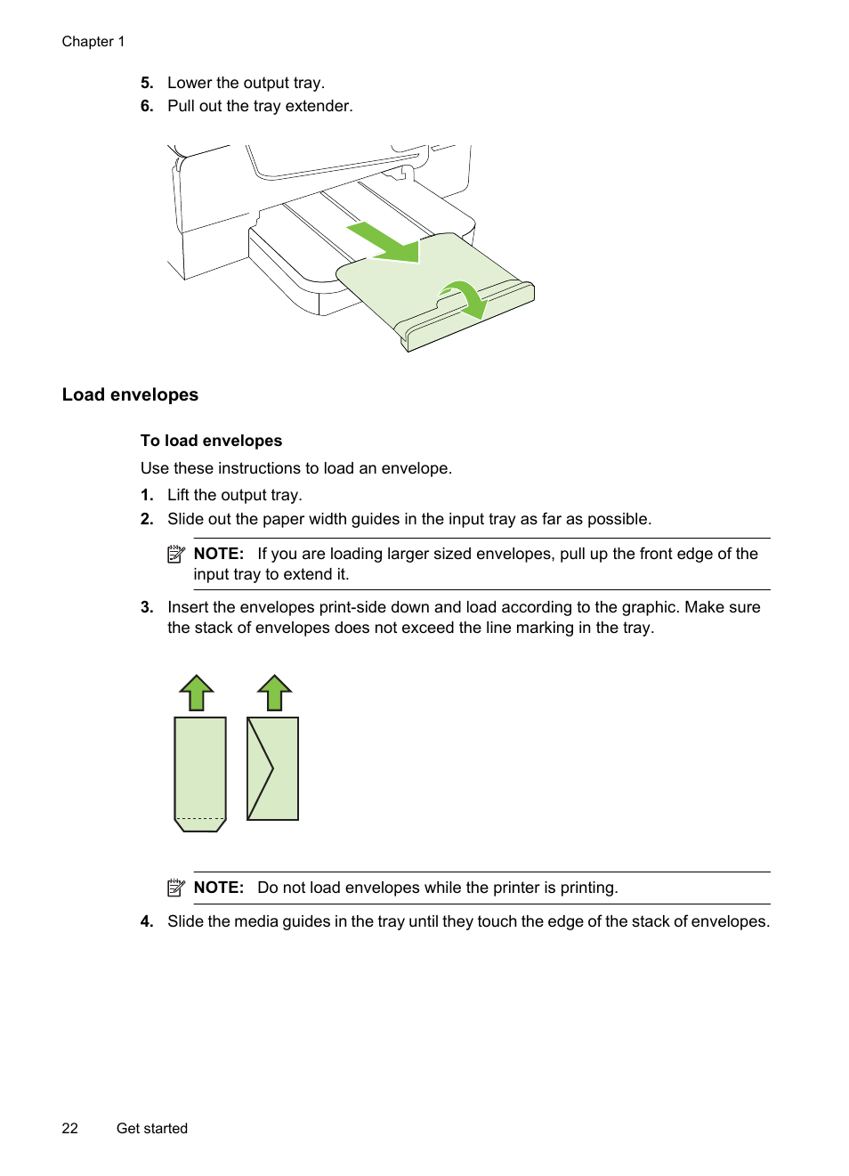 Load envelopes | HP 6700 User Manual | Page 26 / 226