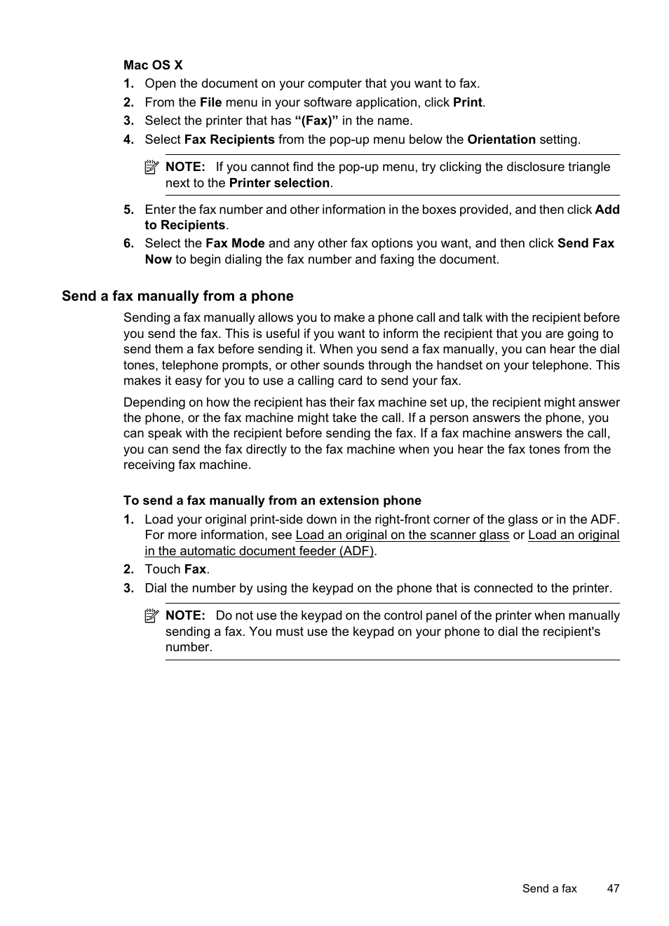 Send a fax manually from a phone | HP 6700 User Manual | Page 51 / 226