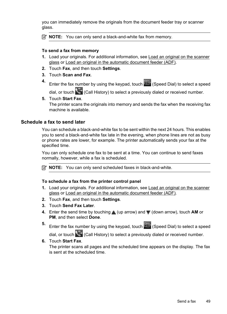 Schedule a fax to send later | HP 6700 User Manual | Page 53 / 226