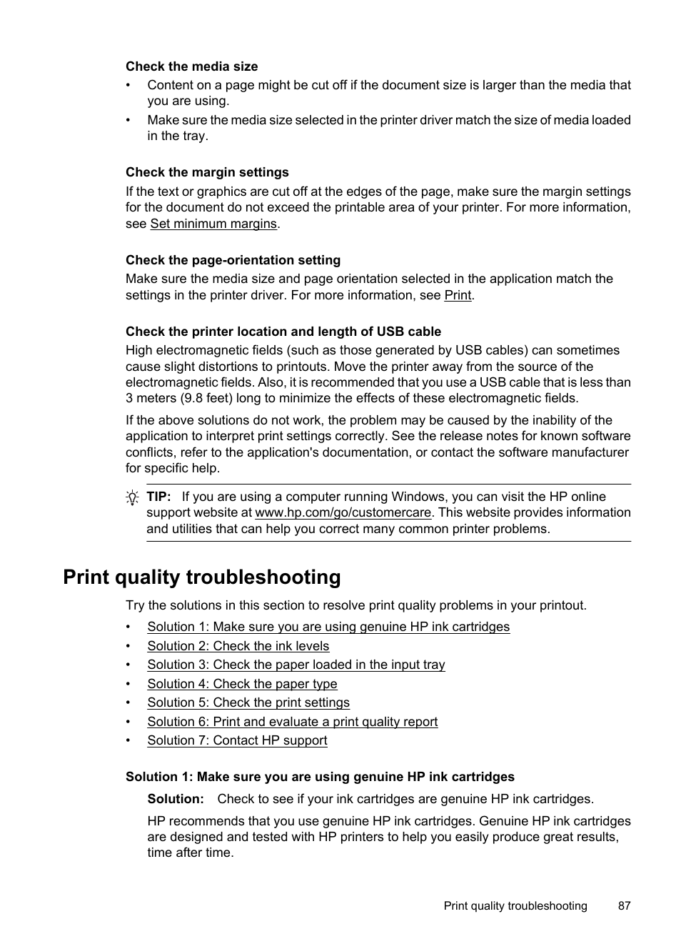 Print quality troubleshooting | HP 6700 User Manual | Page 91 / 226