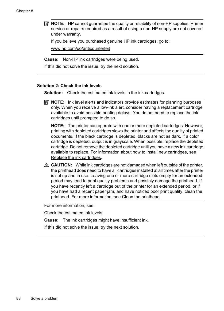 Solution 2: check the ink levels | HP 6700 User Manual | Page 92 / 226