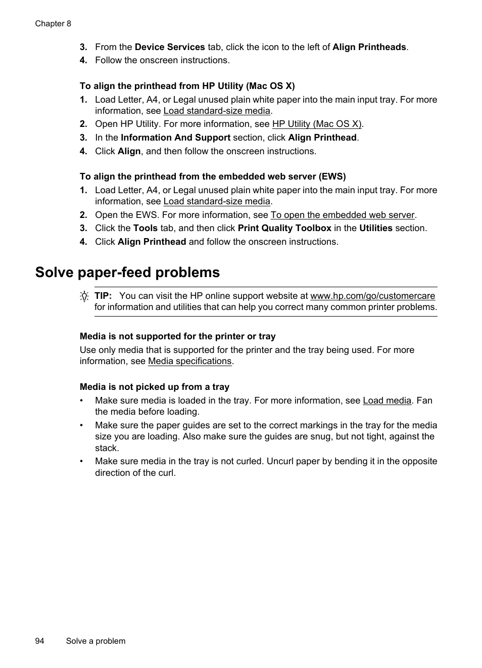 Solve paper-feed problems, Solve paper- feed problems | HP 6700 User Manual | Page 98 / 226