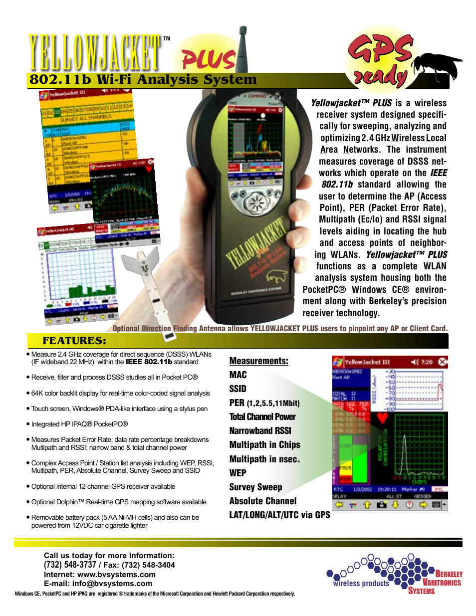 Yellowjacket, Ready plus, 11b wi-fi analysis system | HP YELLOWJACKET PLUS User Manual | Page 36 / 37