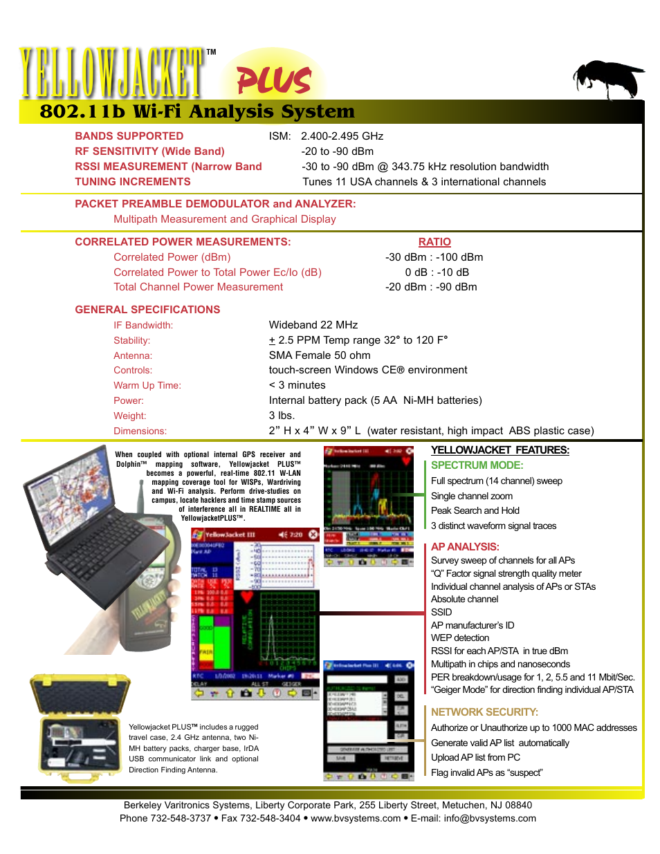 Yellowjacket, Plus, 11b wi-fi analysis system | HP YELLOWJACKET PLUS User Manual | Page 37 / 37