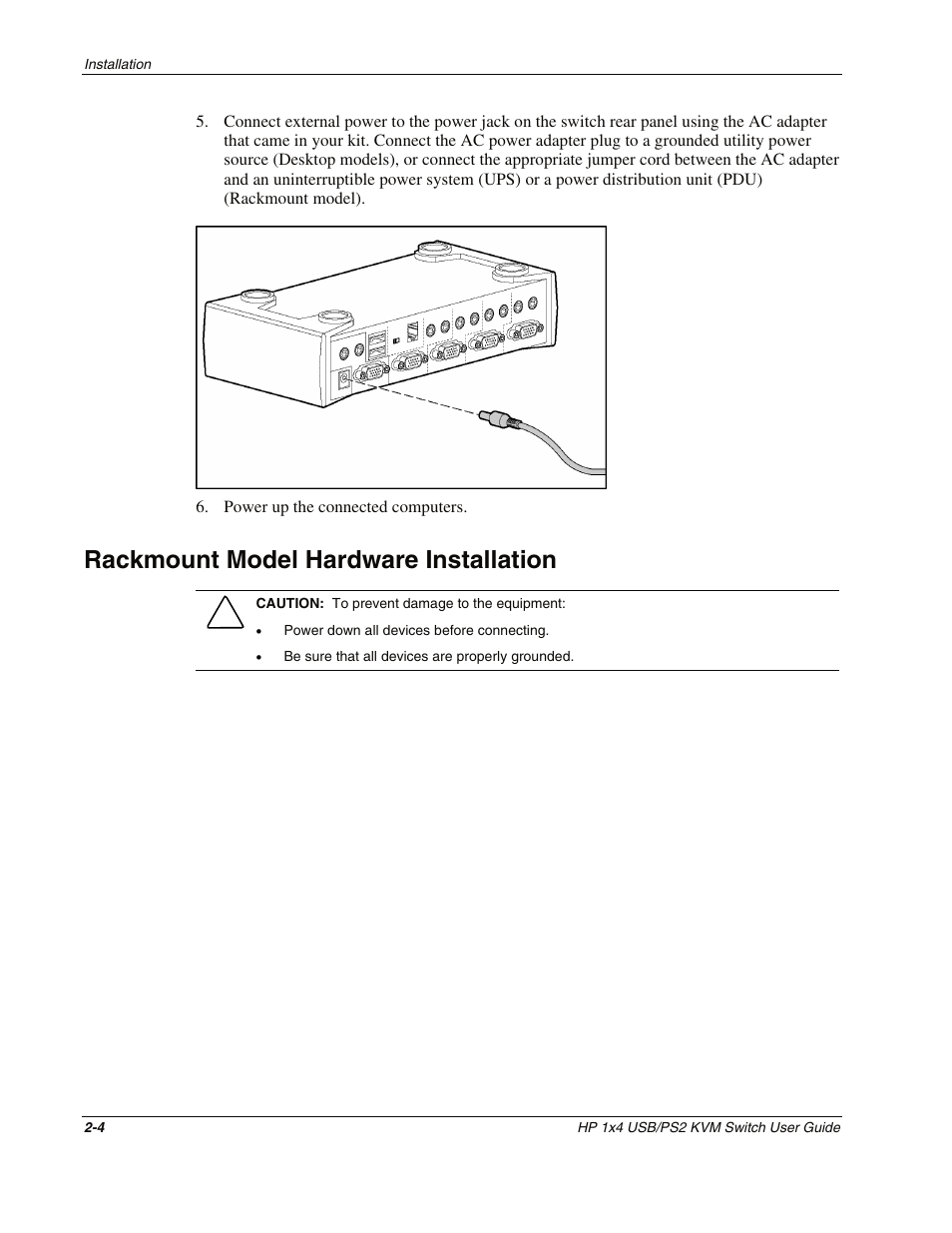 Rackmount model hardware installation, Rackmount model hardware installation -4 | HP 372284-001 User Manual | Page 17 / 48