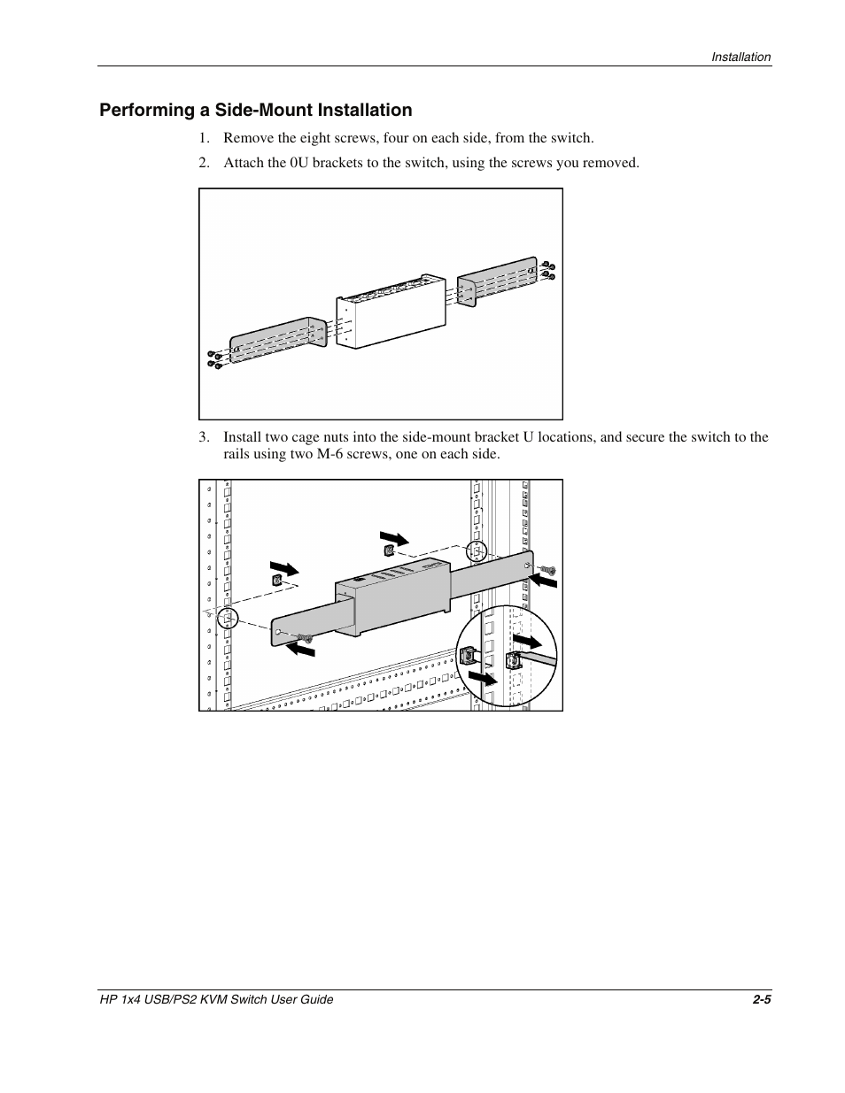 Performing a side-mount installation, Performing a side-mount installation -5 | HP 372284-001 User Manual | Page 18 / 48