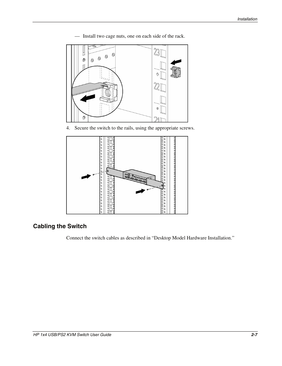 Cabling the switch, Cabling the switch -7 | HP 372284-001 User Manual | Page 20 / 48