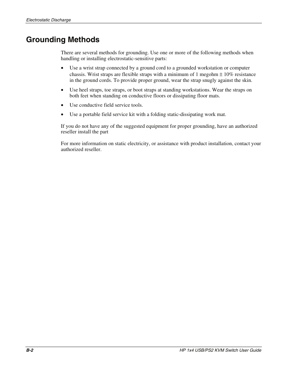 Grounding methods | HP 372284-001 User Manual | Page 44 / 48