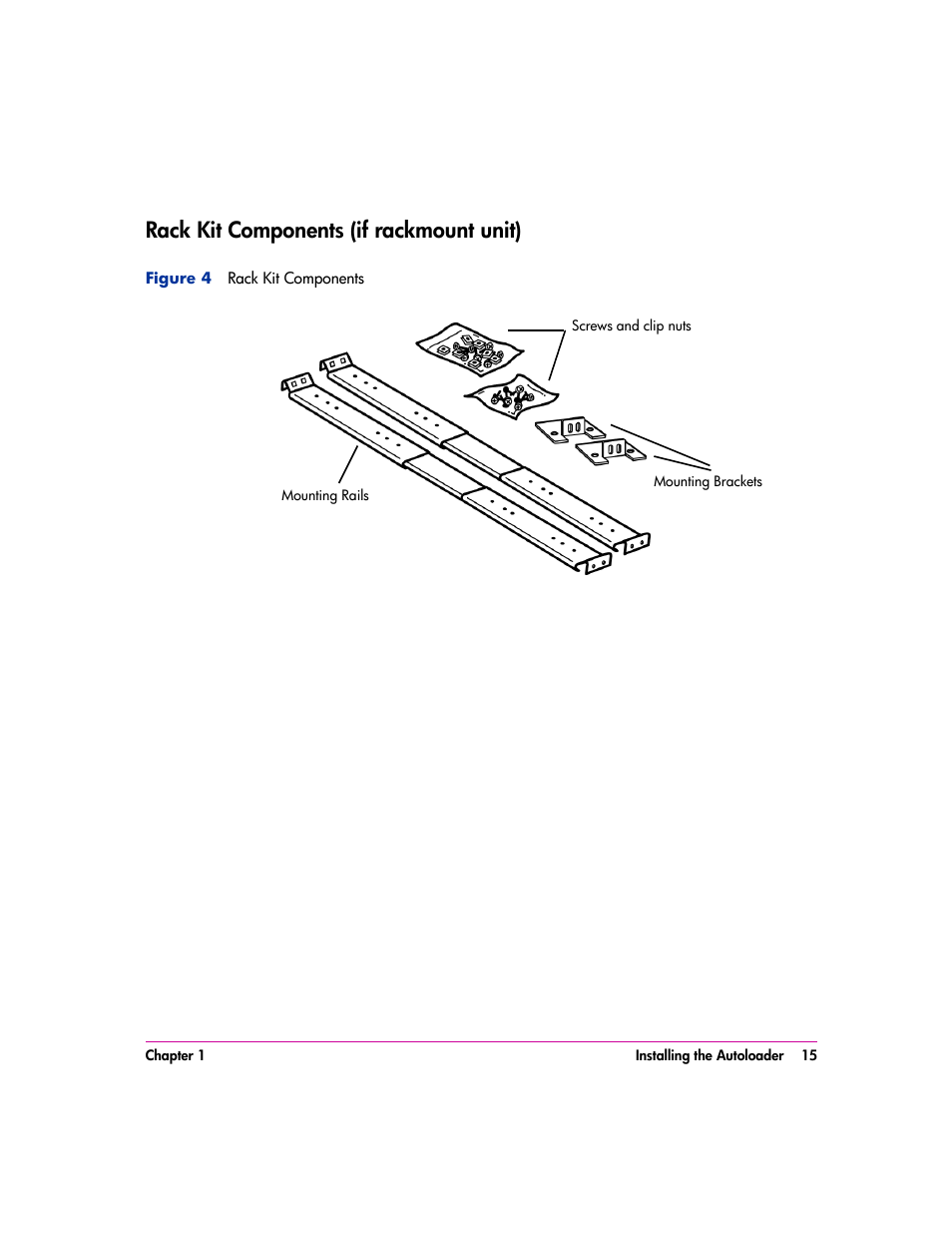 Rack kit components (if rackmount unit), Rack kit components (if rackmount unit) 15 | HP vs80 User Manual | Page 15 / 90