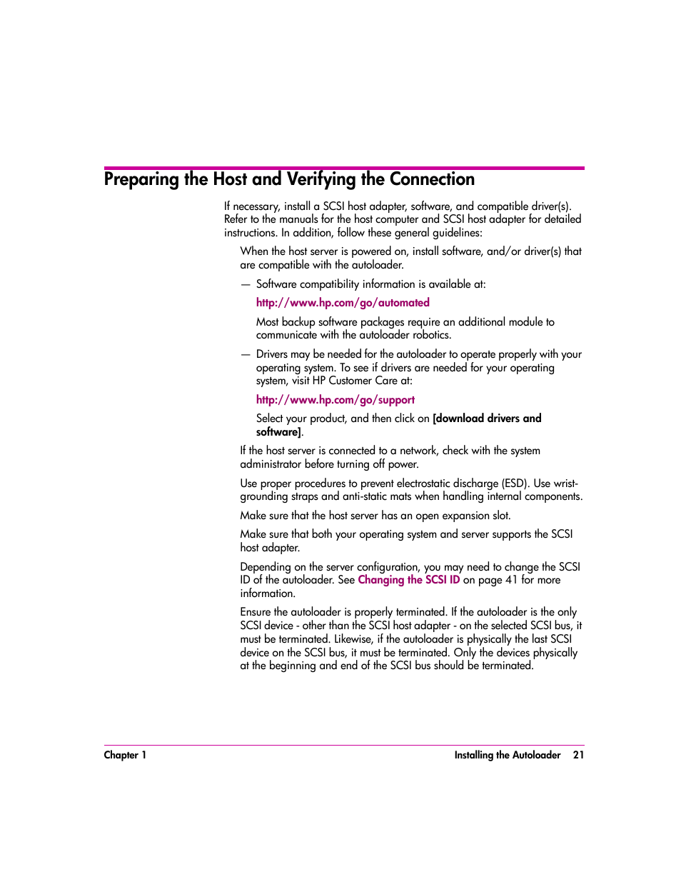 Preparing the host and verifying the connection, Preparing the host and verifying the connection 21 | HP vs80 User Manual | Page 21 / 90