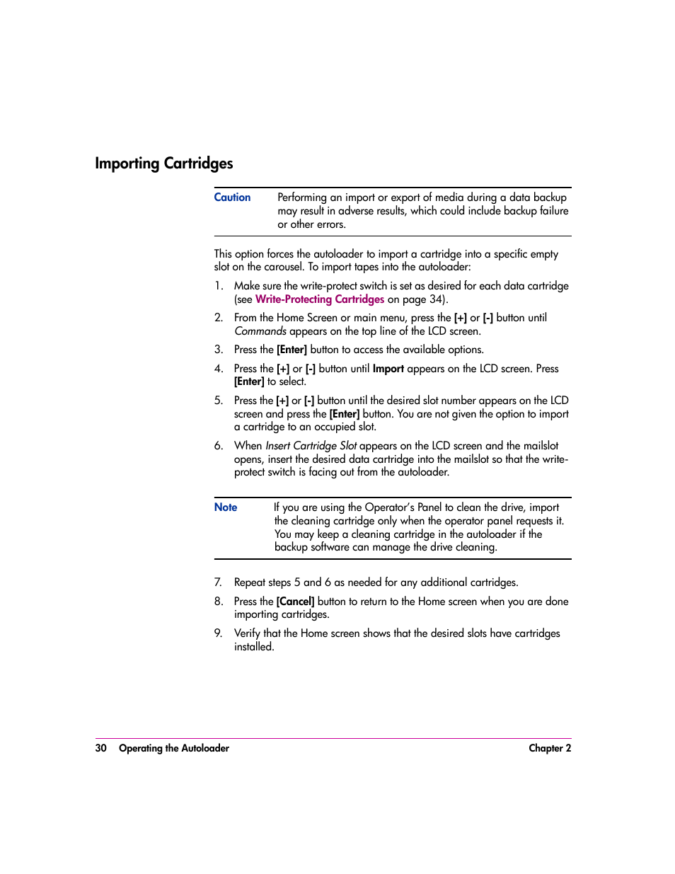 Importing cartridges, Importing cartridges 30 | HP vs80 User Manual | Page 30 / 90