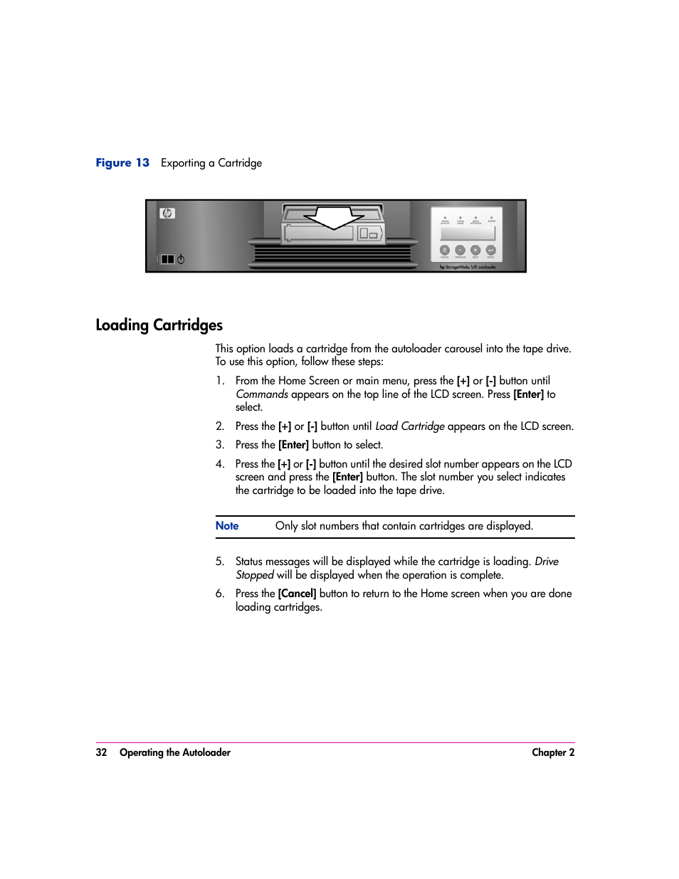 Loading cartridges, Loading cartridges 32 | HP vs80 User Manual | Page 32 / 90