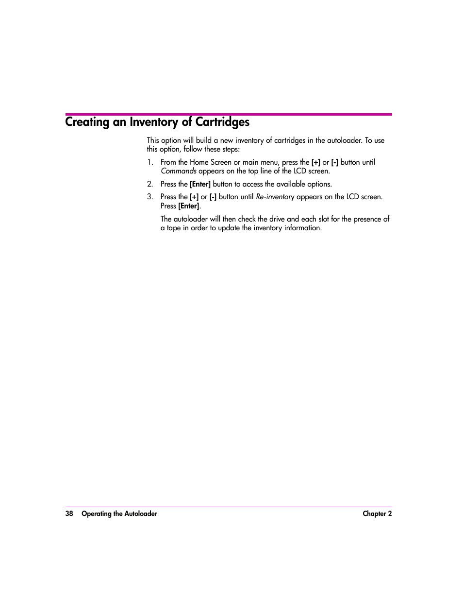 Creating an inventory of cartridges, Creating an inventory of cartridges 38 | HP vs80 User Manual | Page 38 / 90