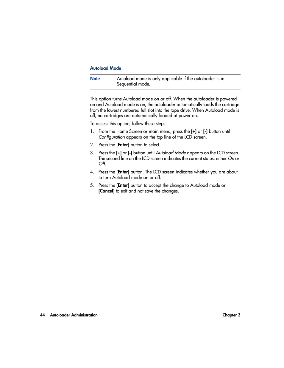 Autoload mode | HP vs80 User Manual | Page 44 / 90