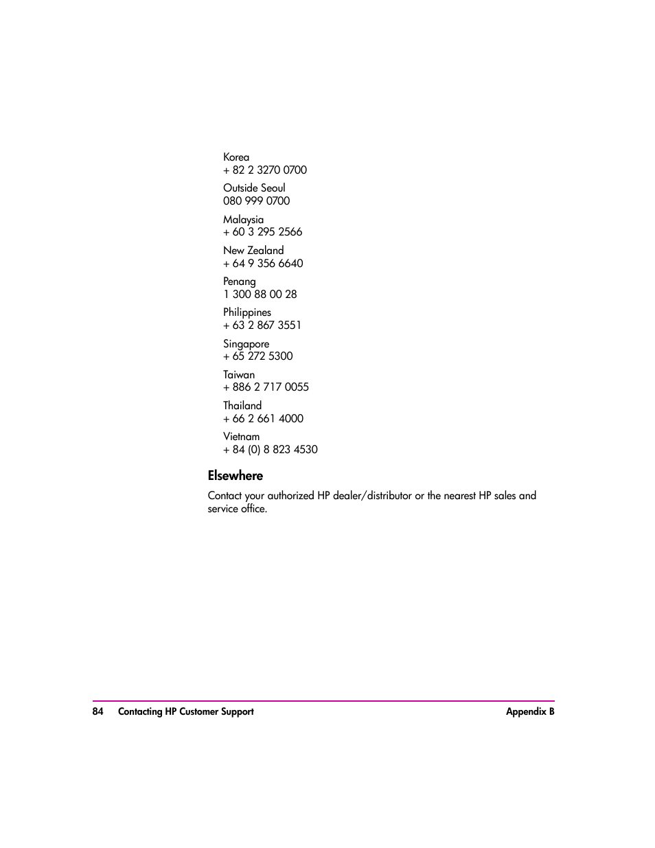 Elsewhere 84, Elsewhere | HP vs80 User Manual | Page 84 / 90