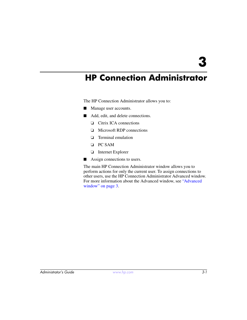 Hp connection administrator | HP t5520 User Manual | Page 15 / 94