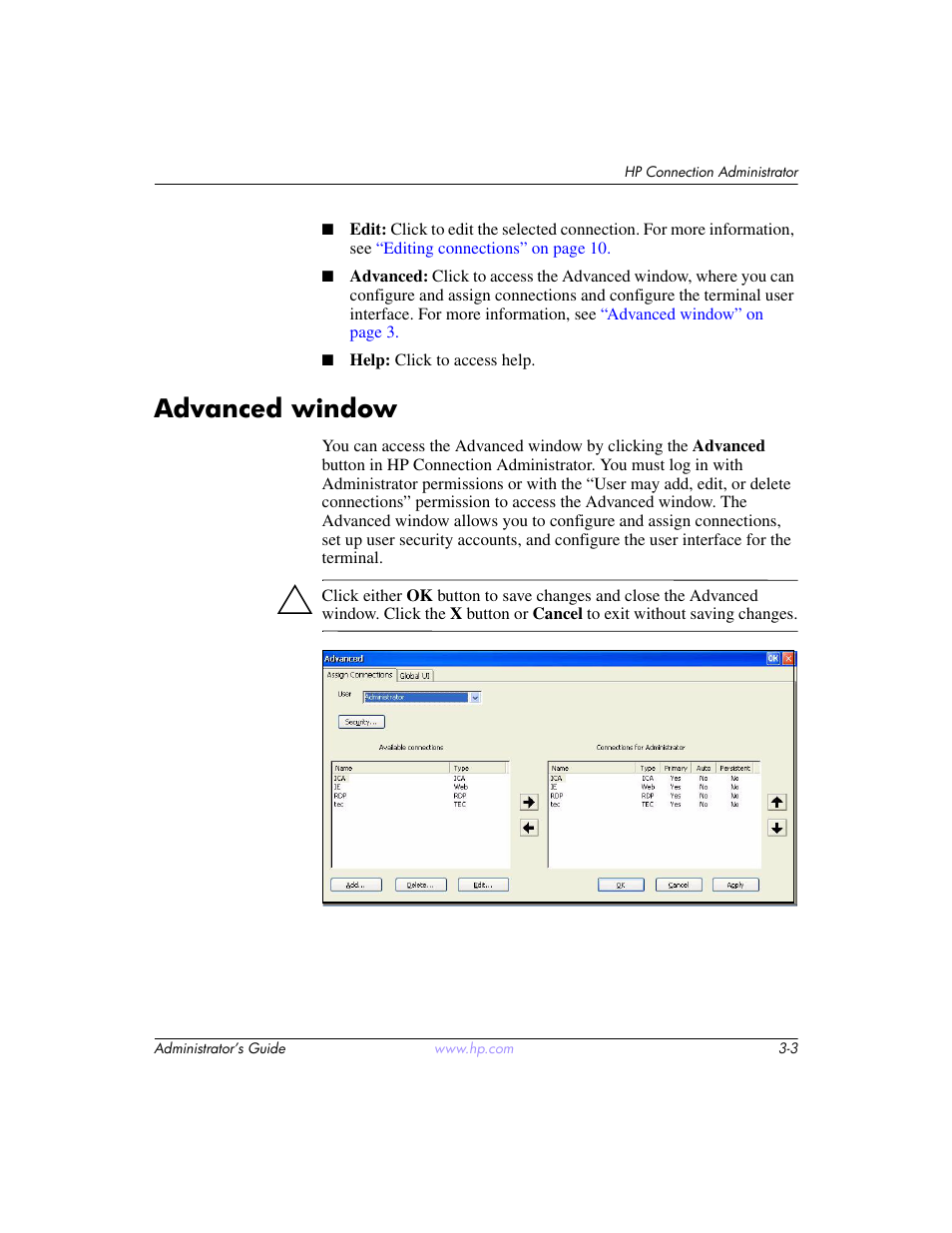 Advanced window, Advanced window –3 | HP t5520 User Manual | Page 17 / 94
