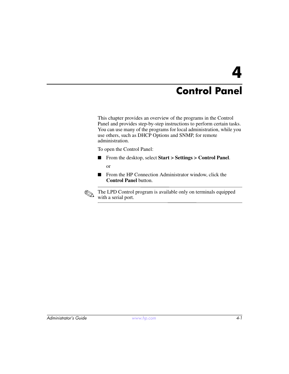 Control panel | HP t5520 User Manual | Page 35 / 94