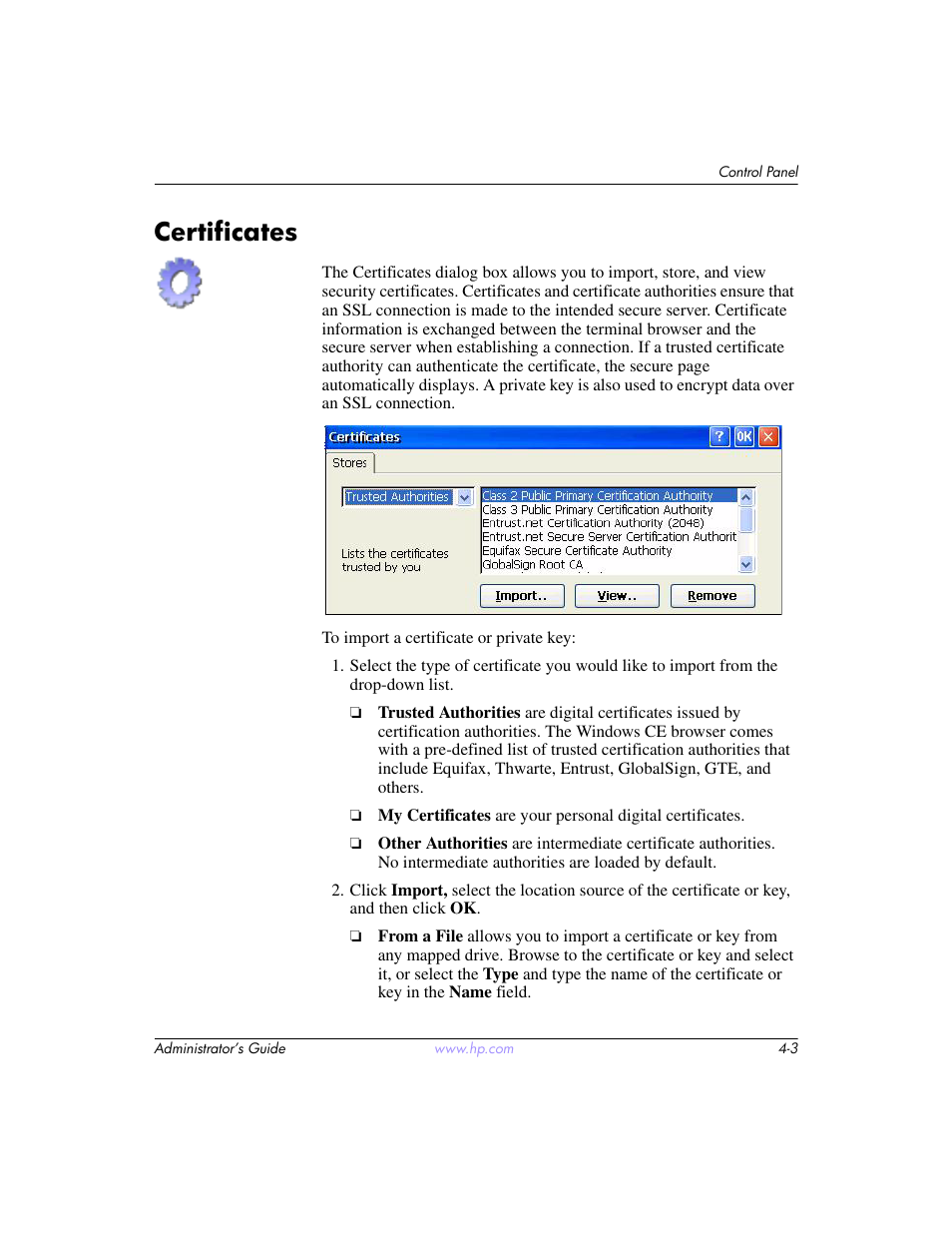 Certificates, Certificates –3 | HP t5520 User Manual | Page 37 / 94