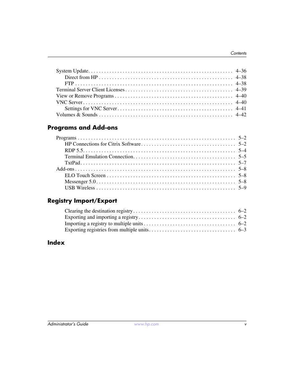 HP t5520 User Manual | Page 5 / 94