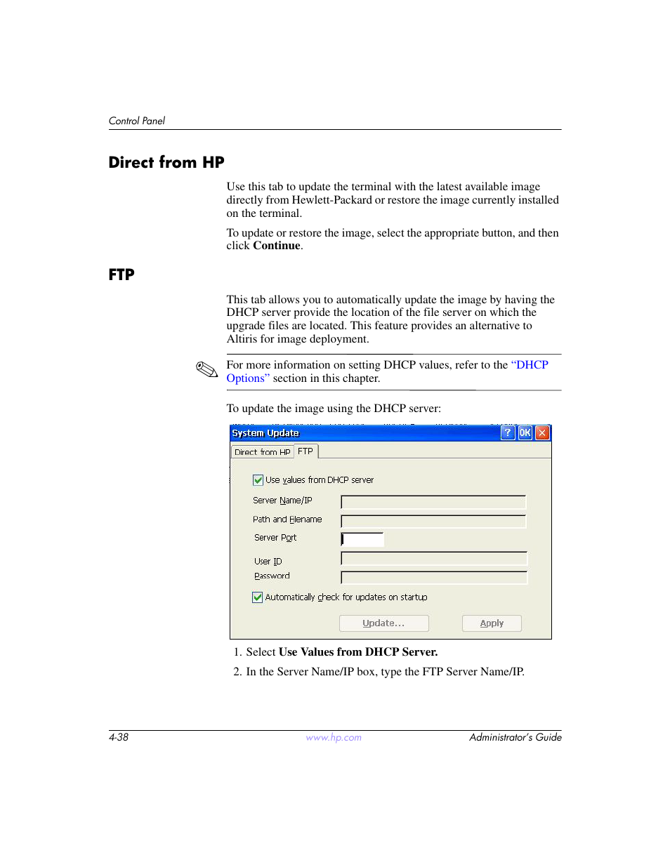 Direct from hp, Direct from hp –38 ftp –38 | HP t5520 User Manual | Page 72 / 94