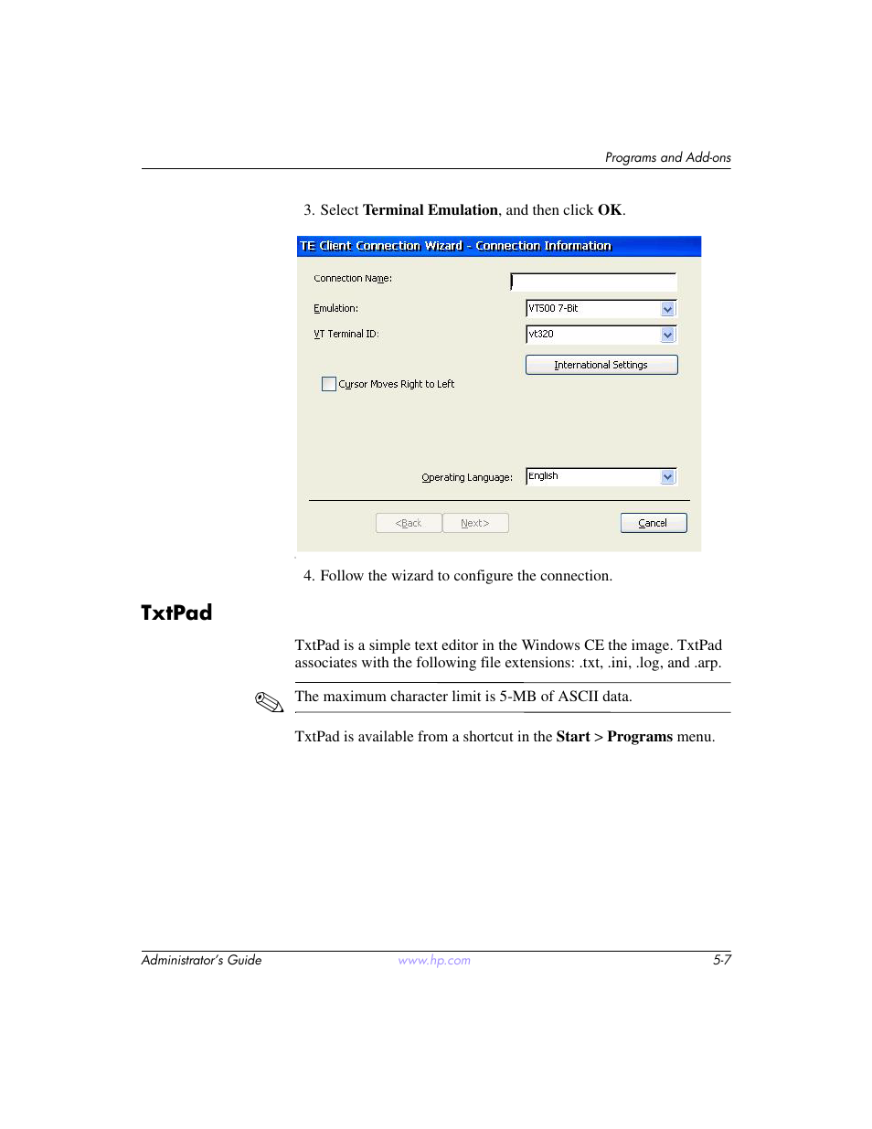 Txtpad, Txtpad –7 | HP t5520 User Manual | Page 83 / 94