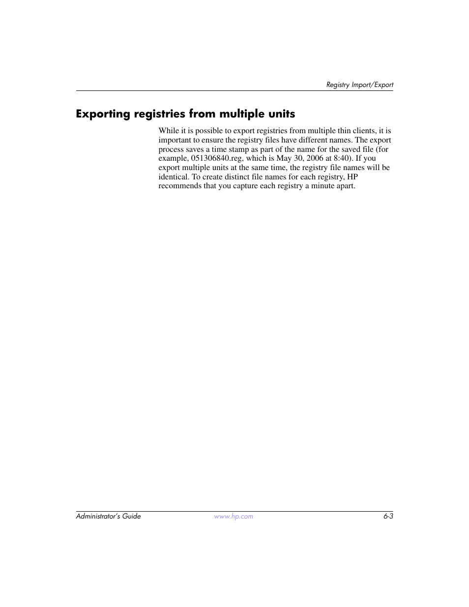 Exporting registries from multiple units, Exporting registries from multiple units –3 | HP t5520 User Manual | Page 89 / 94