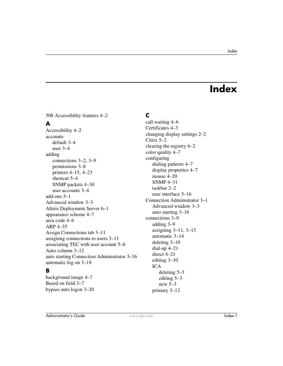 Index | HP t5520 User Manual | Page 91 / 94