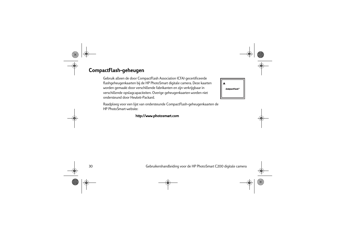 Compactflash-geheugen | HP C200 User Manual | Page 34 / 66