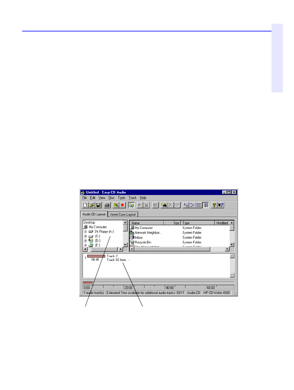 Recording audio tracks from an existing music cd | HP C4381-90100 User Manual | Page 48 / 184