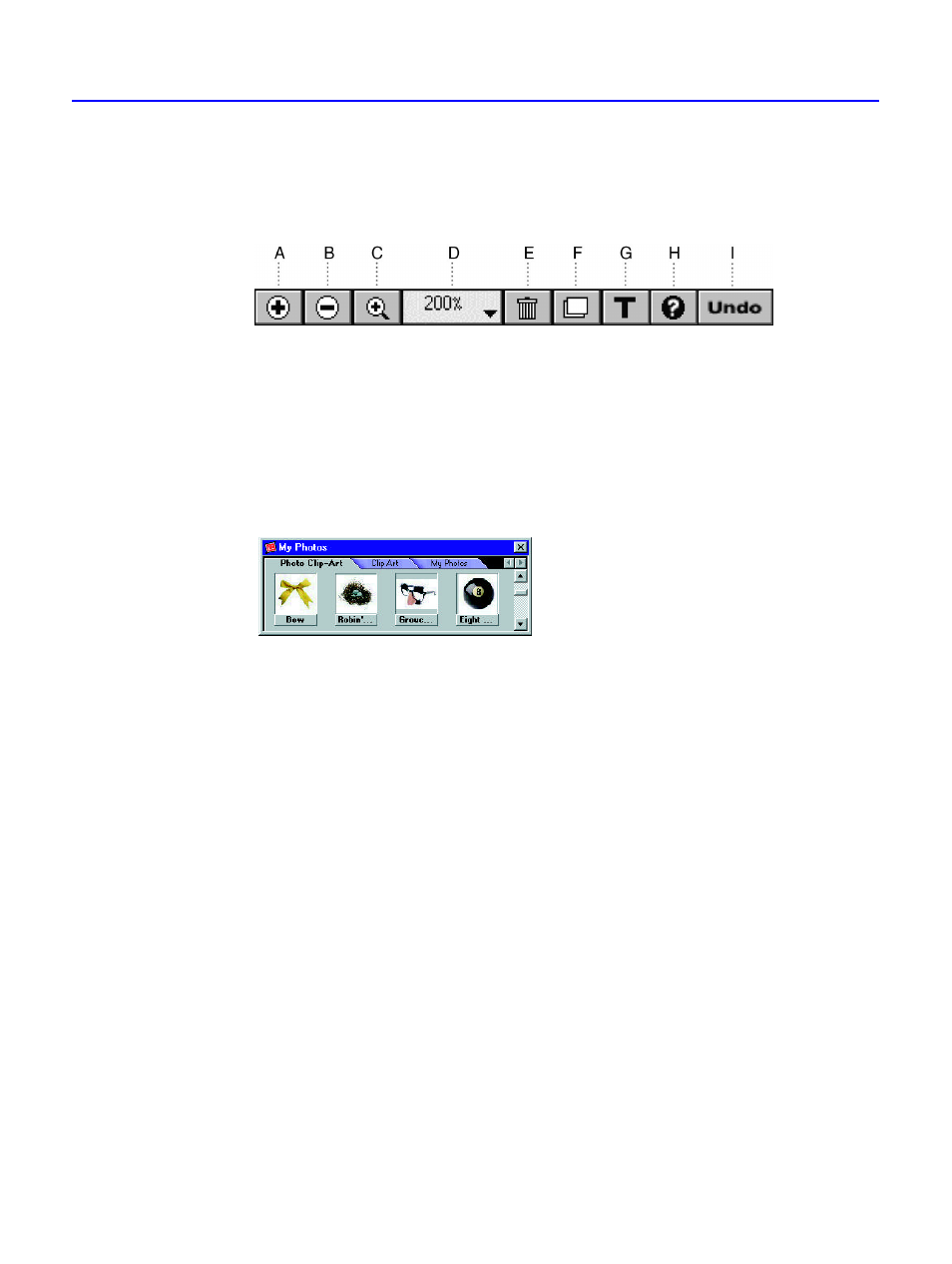 Toolbar and photo organizer, Getting a photo into photodeluxe | HP C4381-90100 User Manual | Page 84 / 184