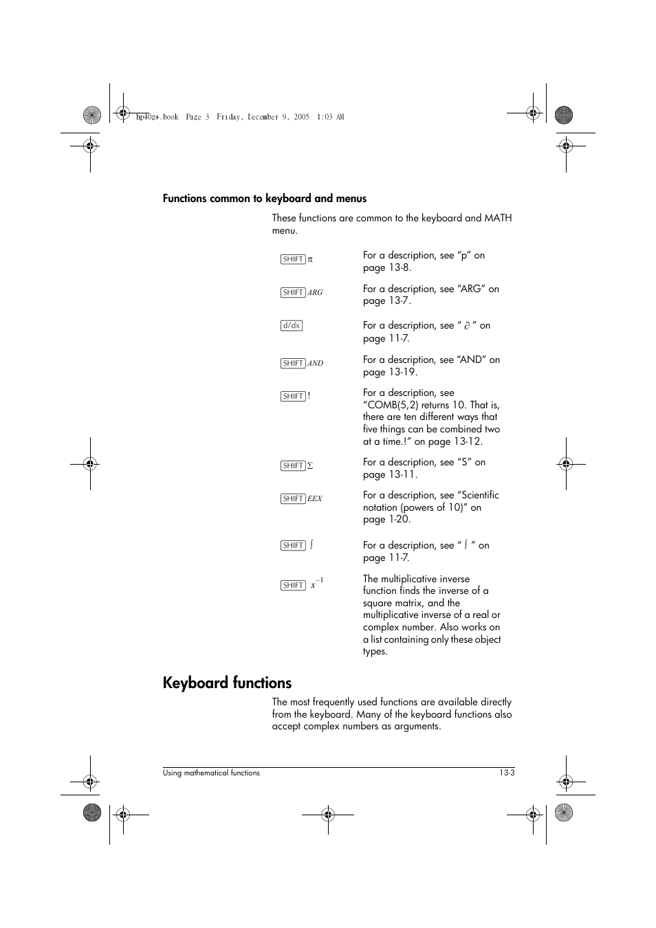 Keyboard functions | HP 40gs User Manual | Page 157 / 444