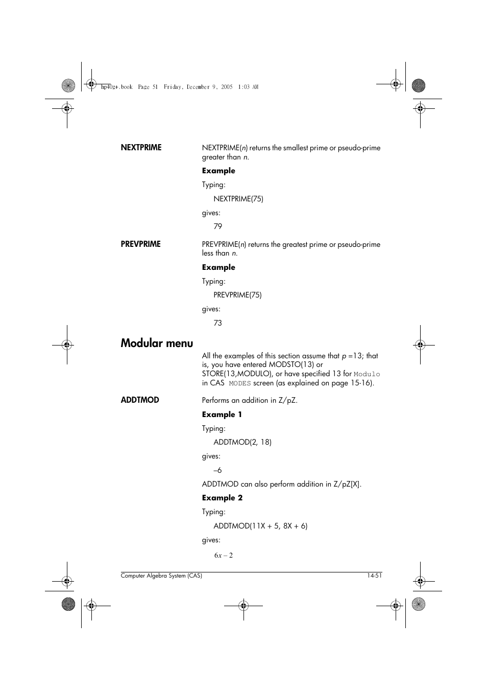 Modular menu | HP 40gs User Manual | Page 233 / 444