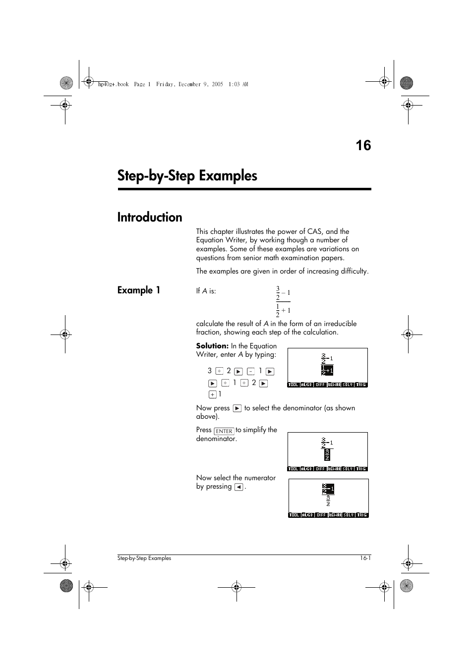 16 step-by-step examples, Introduction, Example 1 | HP 40gs User Manual | Page 275 / 444
