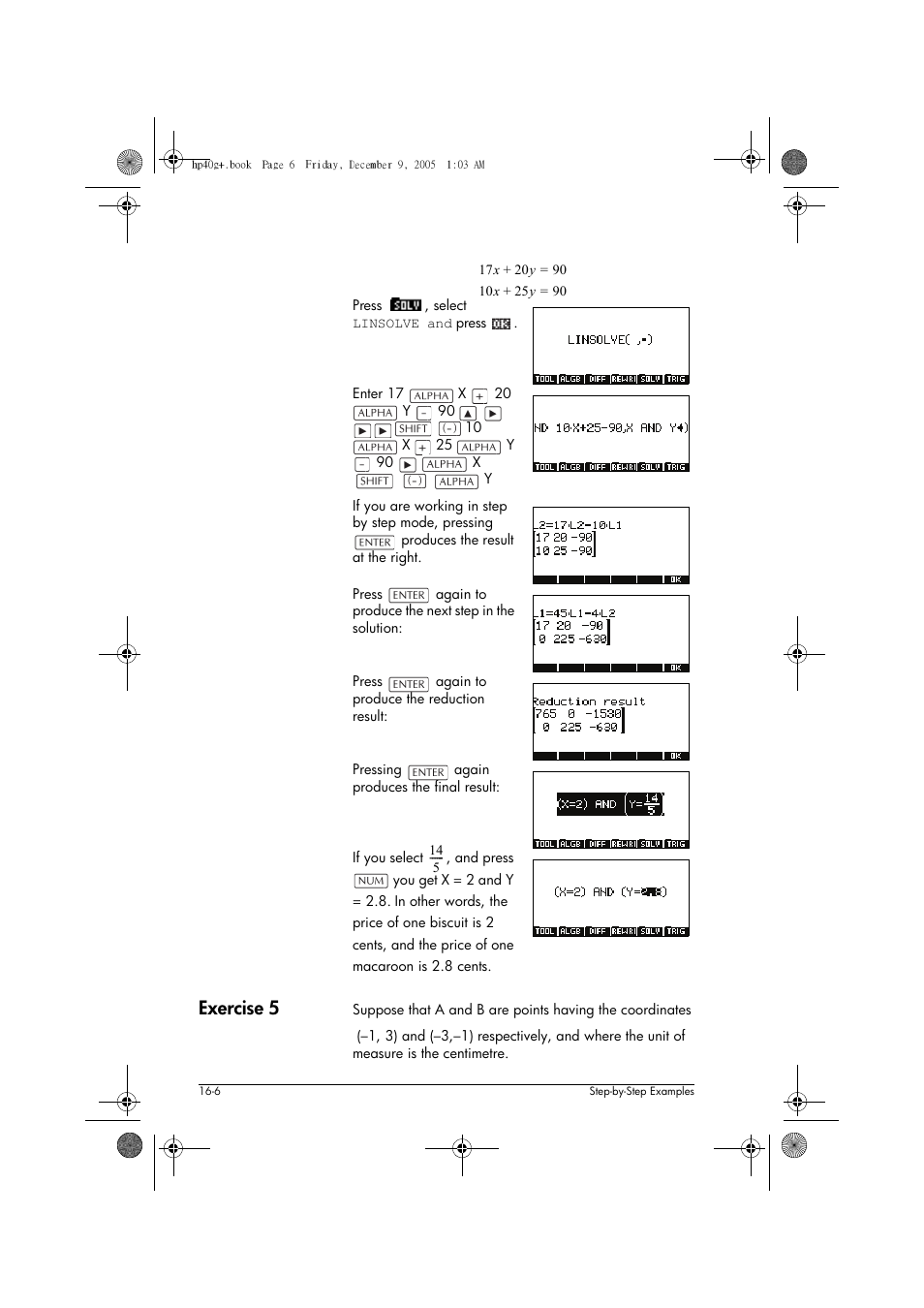 Exercise 5 | HP 40gs User Manual | Page 280 / 444