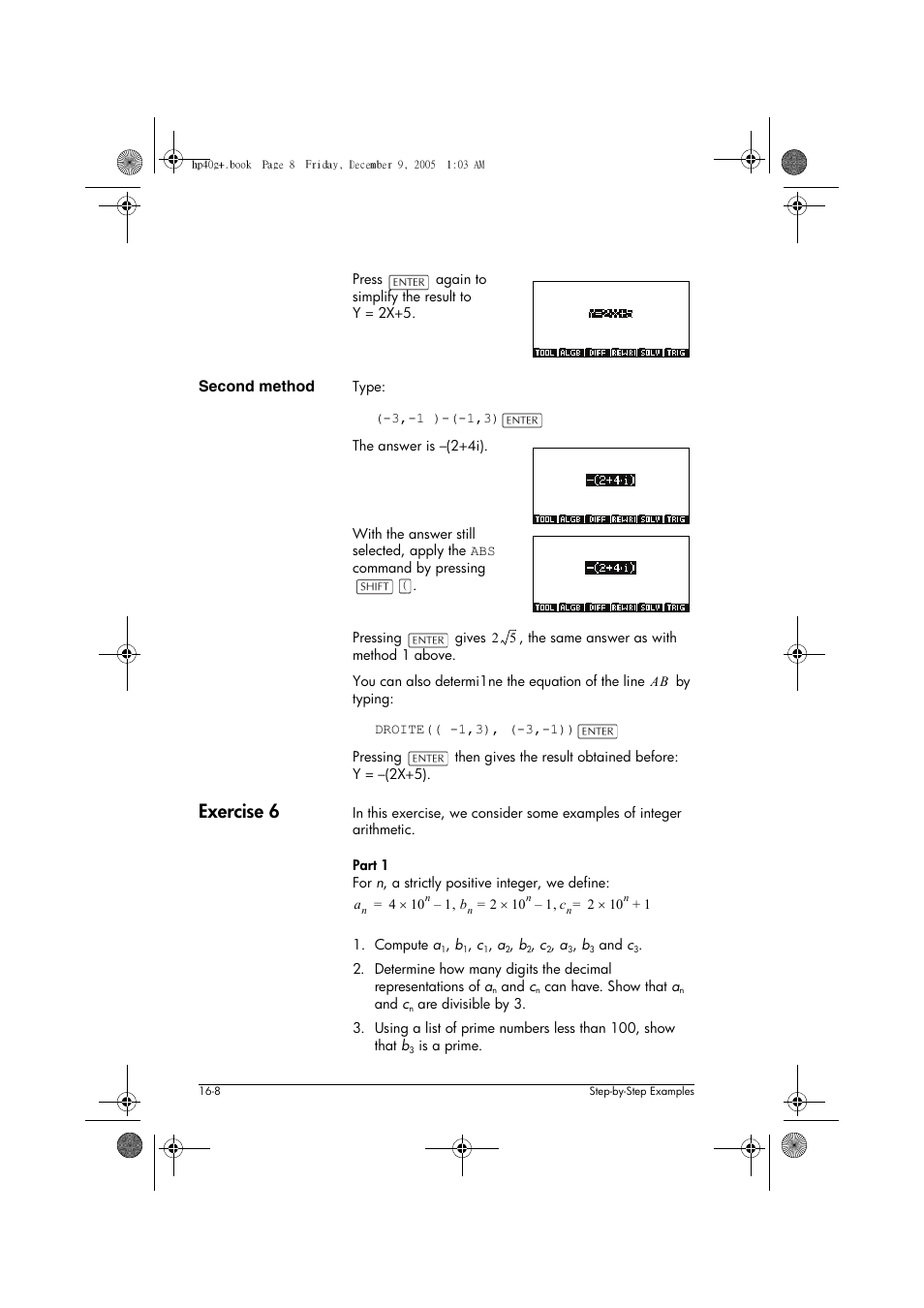 Exercise 6 | HP 40gs User Manual | Page 282 / 444