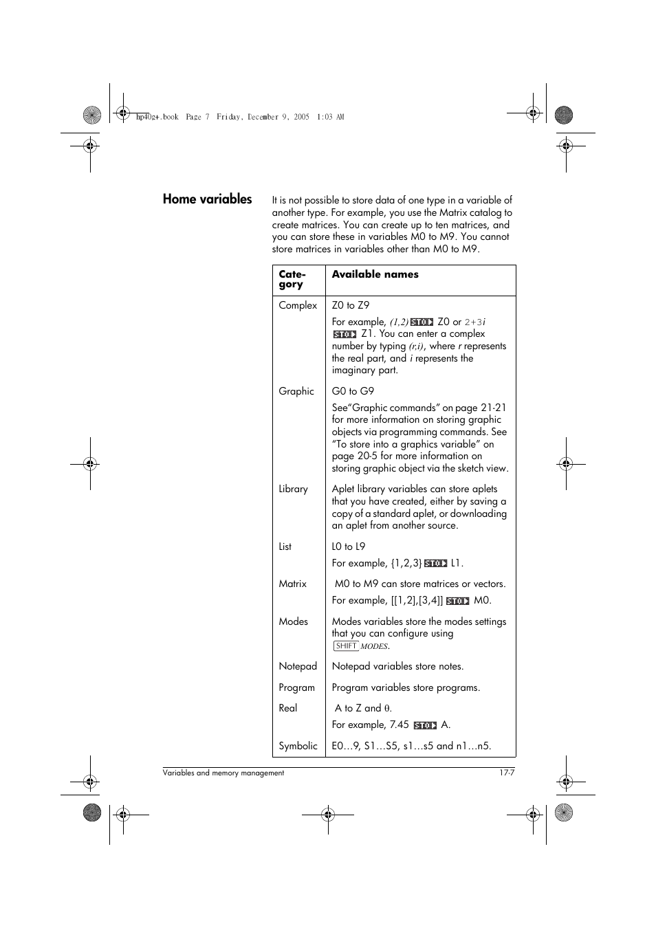 Home variables | HP 40gs User Manual | Page 311 / 444