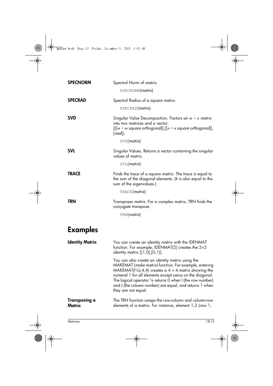 Examples | HP 40gs User Manual | Page 327 / 444