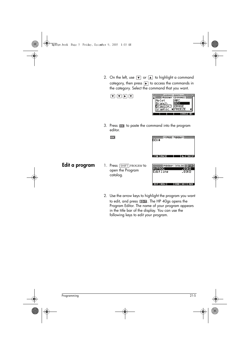 Edit a program | HP 40gs User Manual | Page 353 / 444